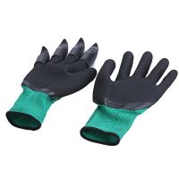 Manusi gradina cu 4 gheare, poliester, latex si ABS, negru si verde, marimea 10 731857